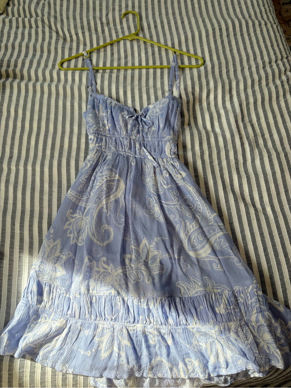 Hollister Light Blue Paisley Tie-Strap Sundress